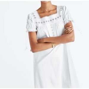 Madewell Summer Eyelet Shift Dress with Tassel Sleeves, Size Small